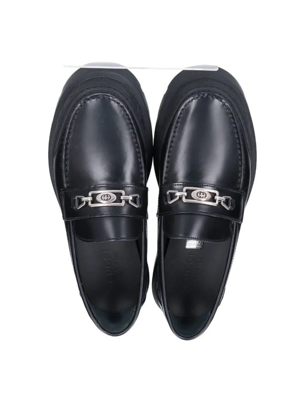 Gucci Black Leather Shirring Loafers 6.5